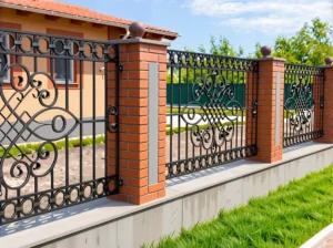 Металлический забор с ажурной ковкой